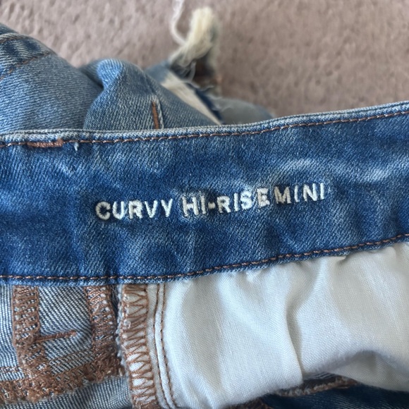 American Eagle curvy hi rise Denim mini Skirt size 00 - Picture 3 of 4